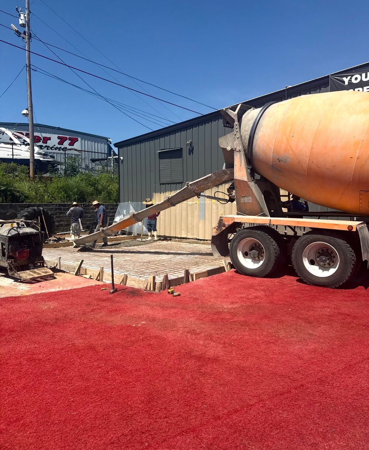 Finished Commercial Concrete job in Charlotte, North Carolina by Local Concrete Charlotte — clean control-joint pattern, smooth troweled surface, full property protection during pour.